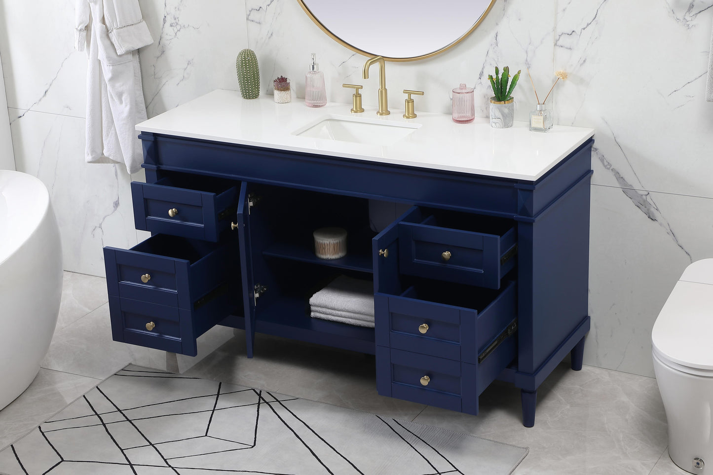 60 inch Single Bathroom Vanity in Blue - BC3206035BL