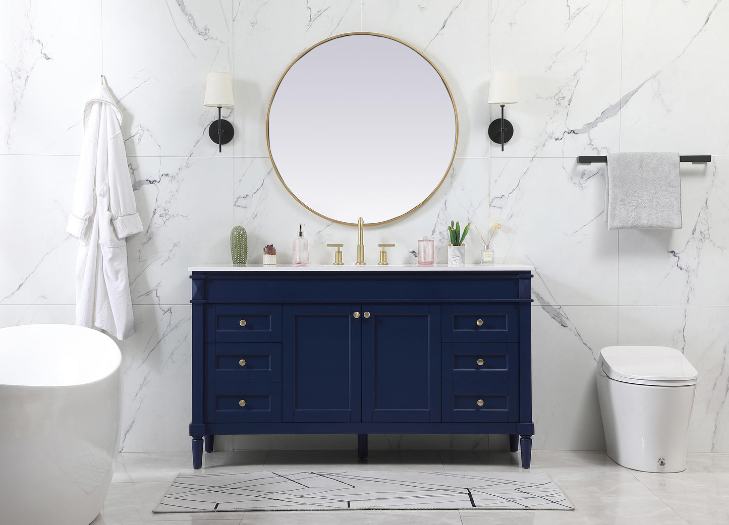 60 inch Single Bathroom Vanity in Blue - BC3206035BL