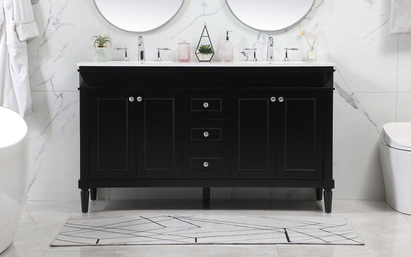 60 inch Double Bathroom Vanity in Black - BC320D6035BK