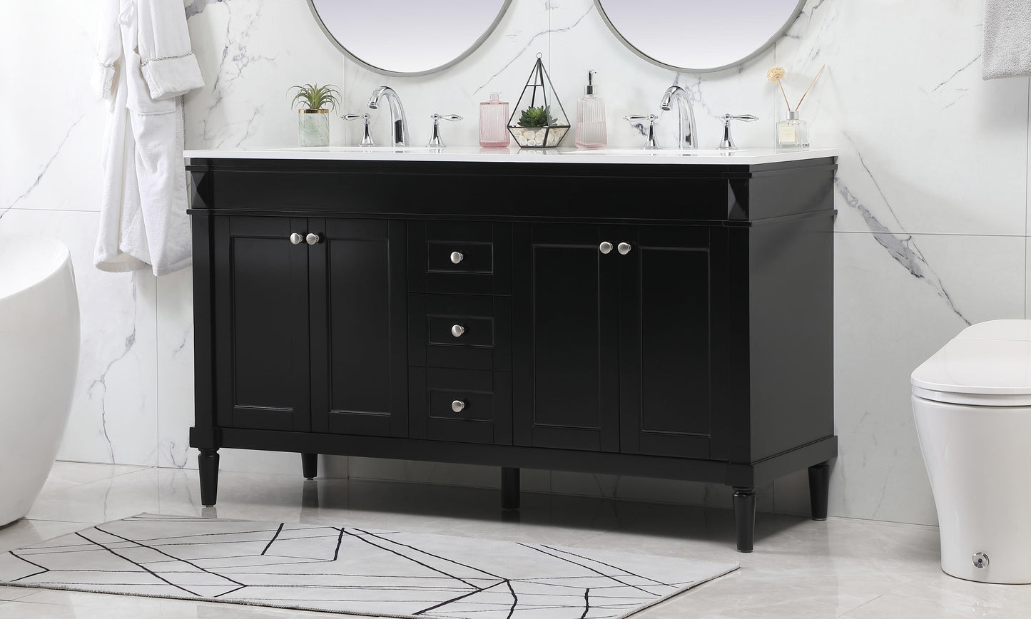 60 inch Double Bathroom Vanity in Black - BC320D6035BK