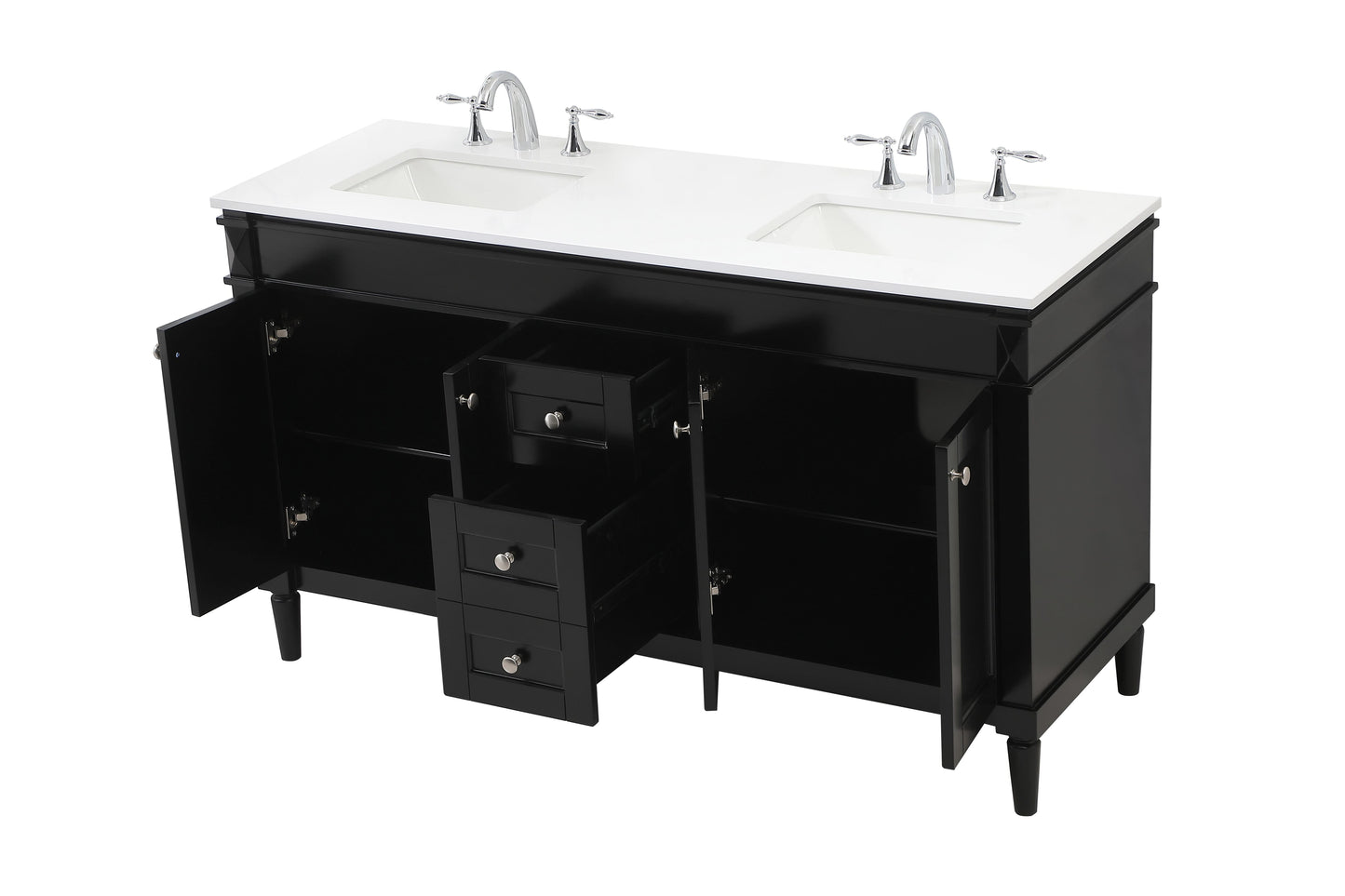 60 inch Double Bathroom Vanity in Black - BC320D6035BK