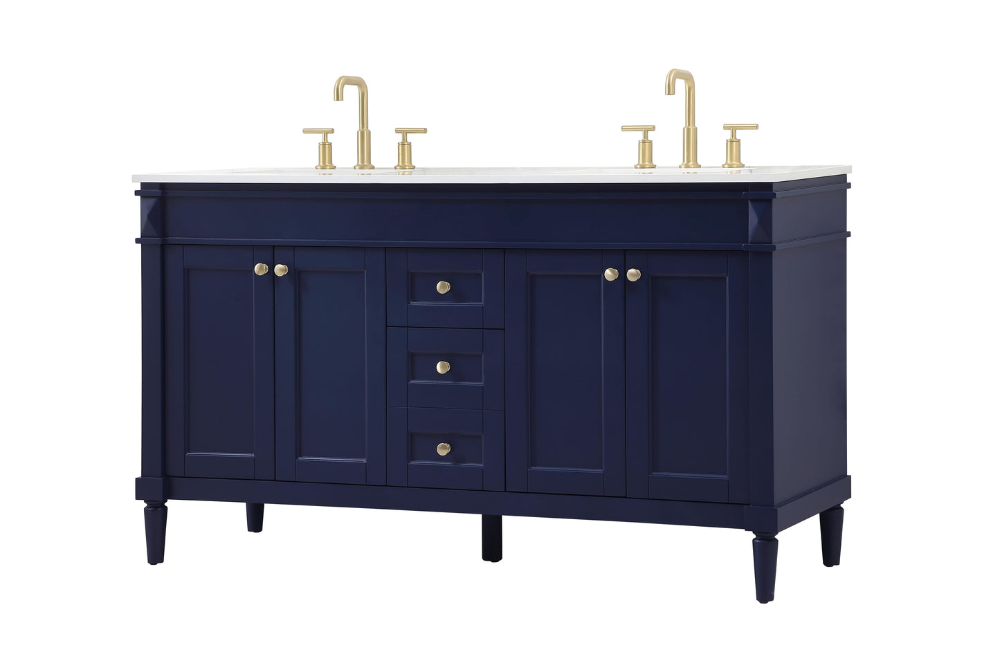 60 inch Double Bathroom Vanity in Blue - BC320D6035BL