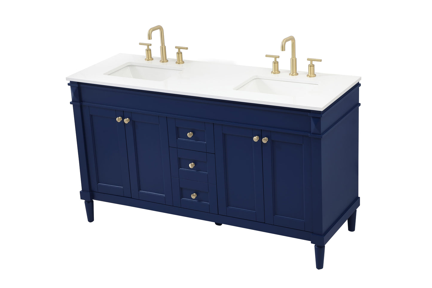 60 inch Double Bathroom Vanity in Blue - BC320D6035BL