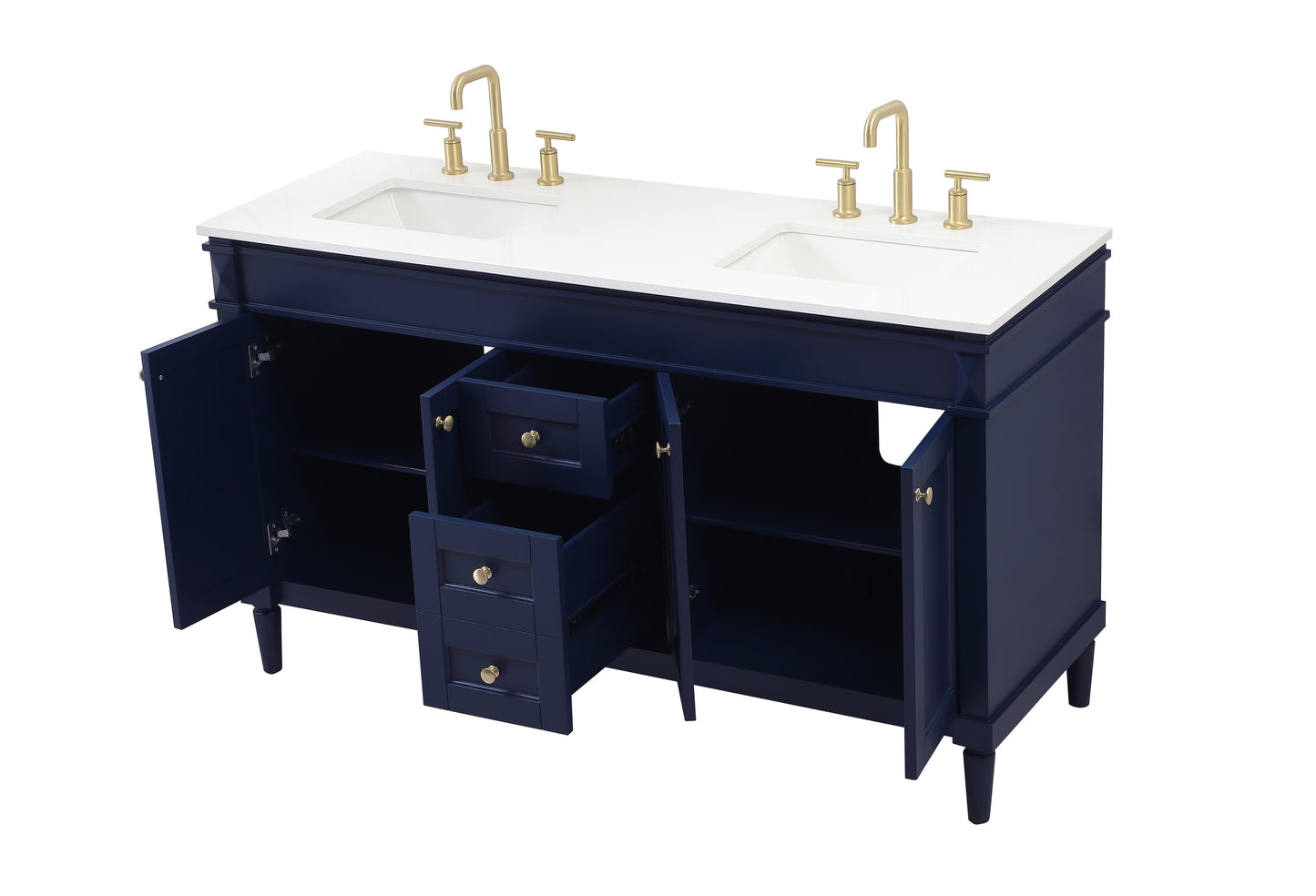 60 inch Double Bathroom Vanity in Blue - BC320D6035BL