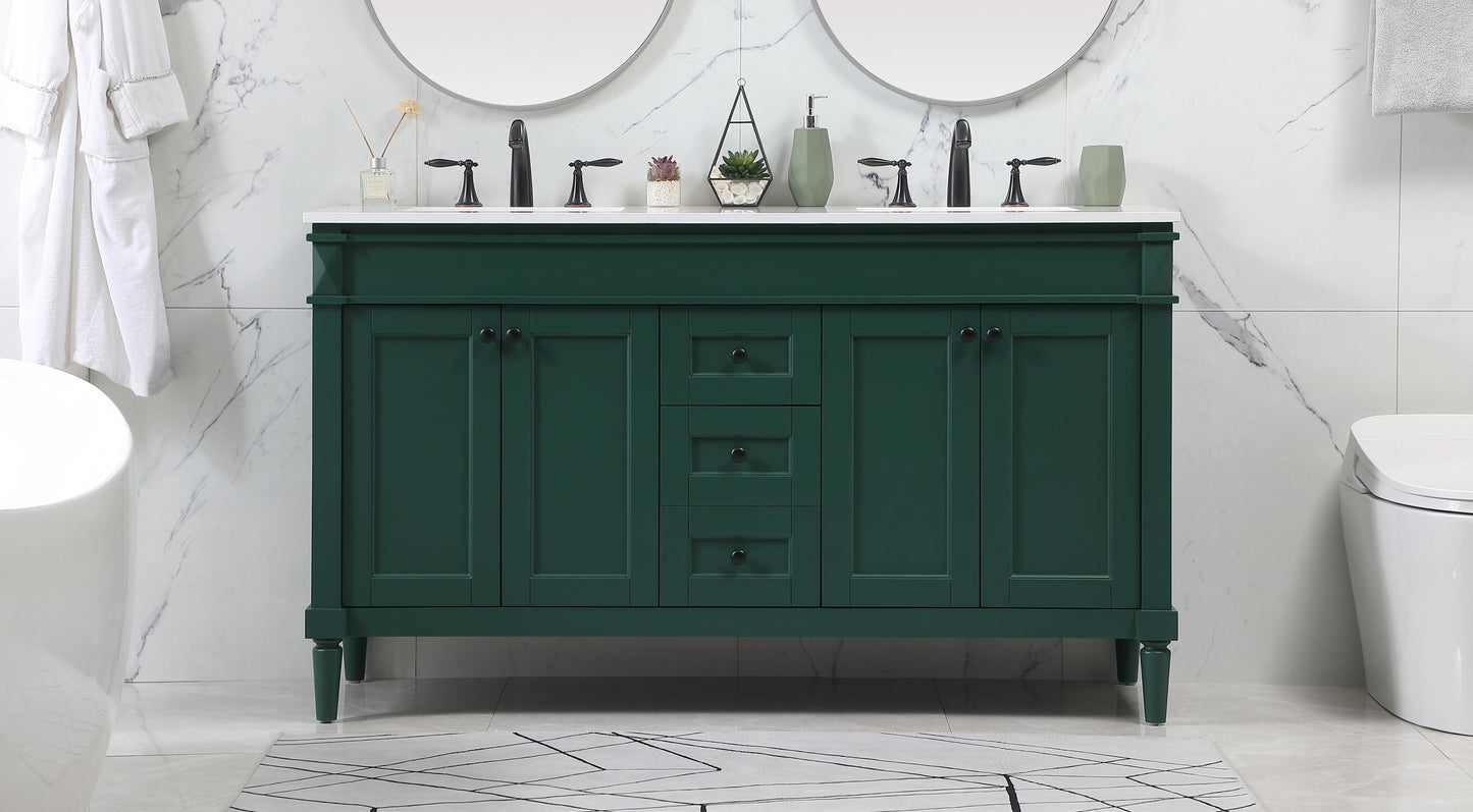 60 inch Double Bathroom Vanity in Green - BC320D6035GN