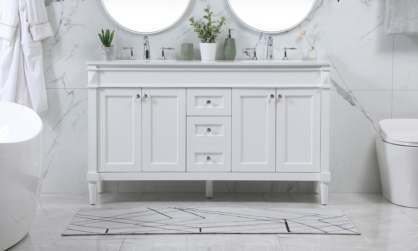 60 inch Double Bathroom Vanity in White - BC320D6035WH