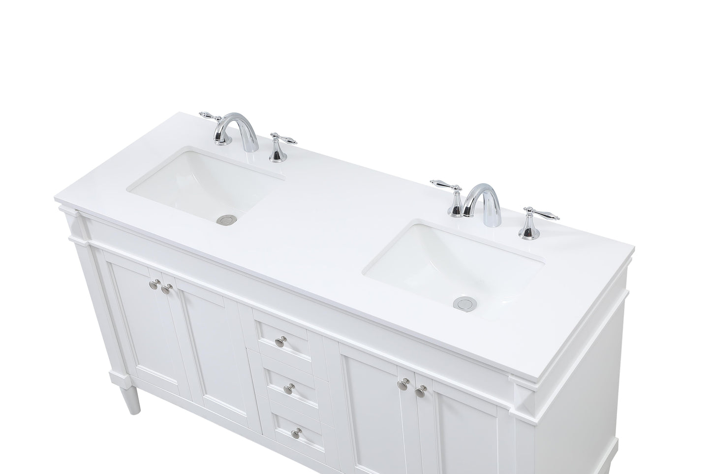 60 inch Double Bathroom Vanity in White - BC320D6035WH