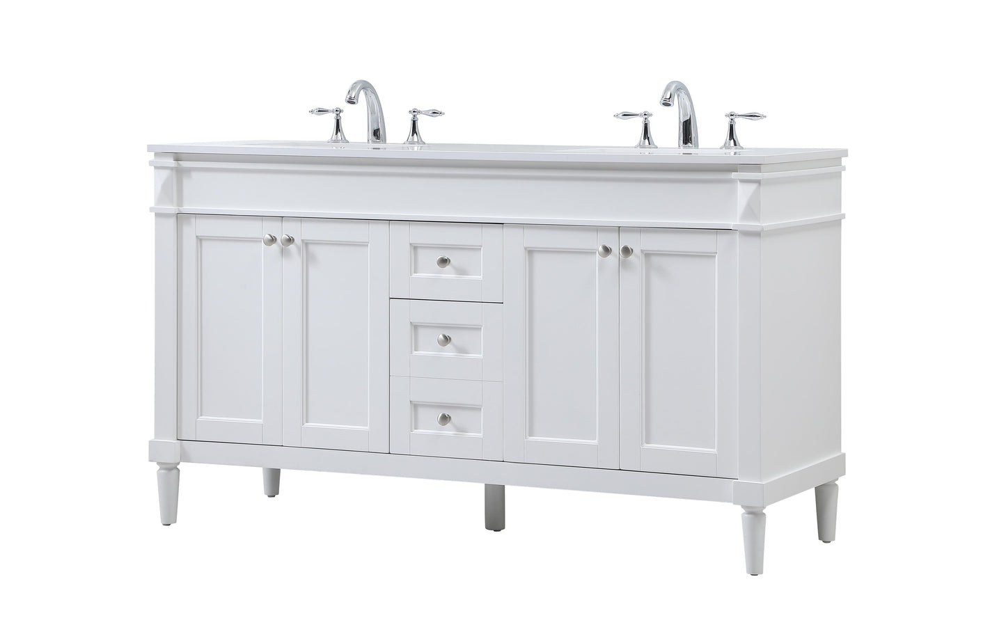 60 inch Double Bathroom Vanity in White - BC320D6035WH