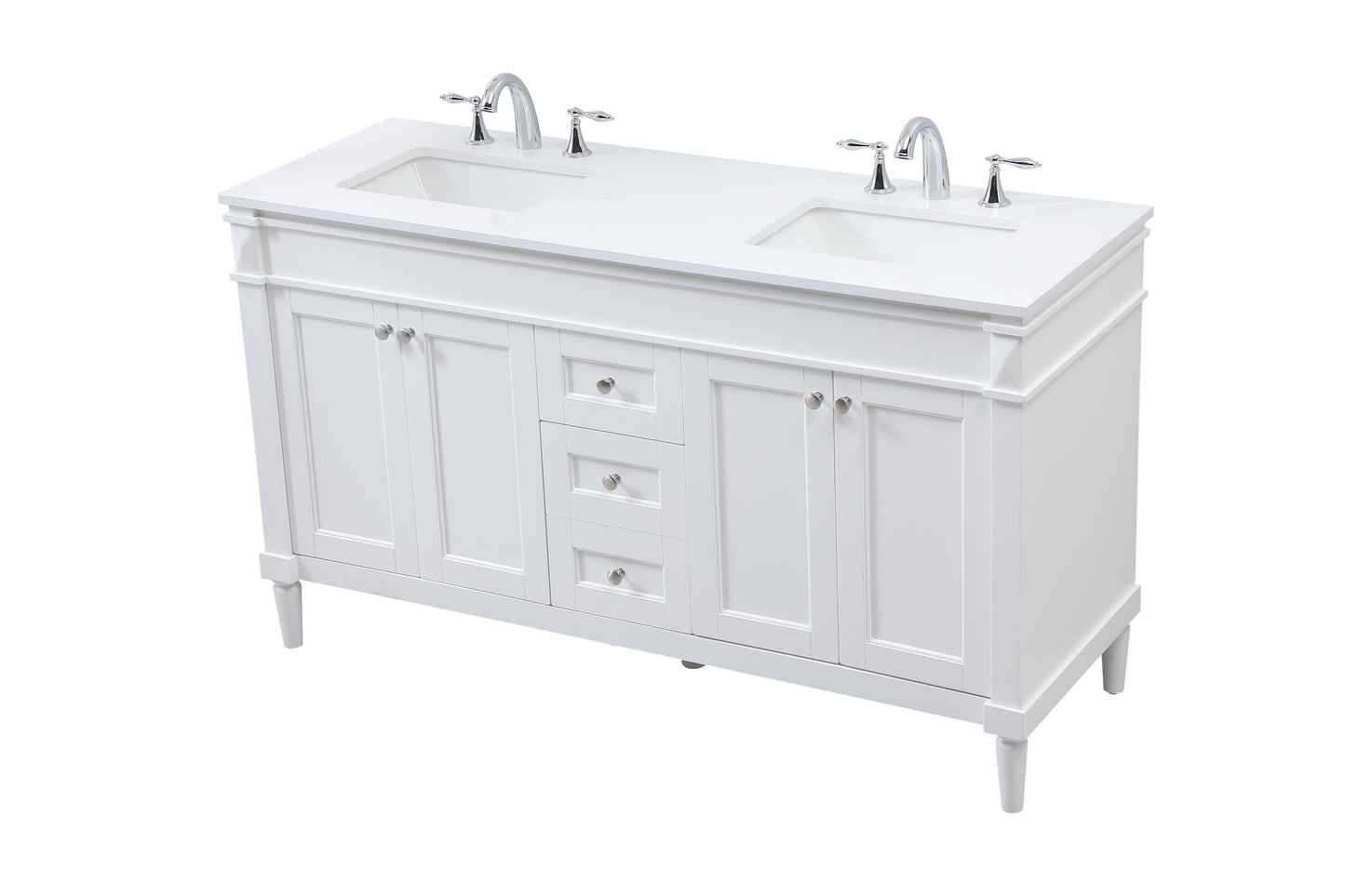 60 inch Double Bathroom Vanity in White - BC320D6035WH