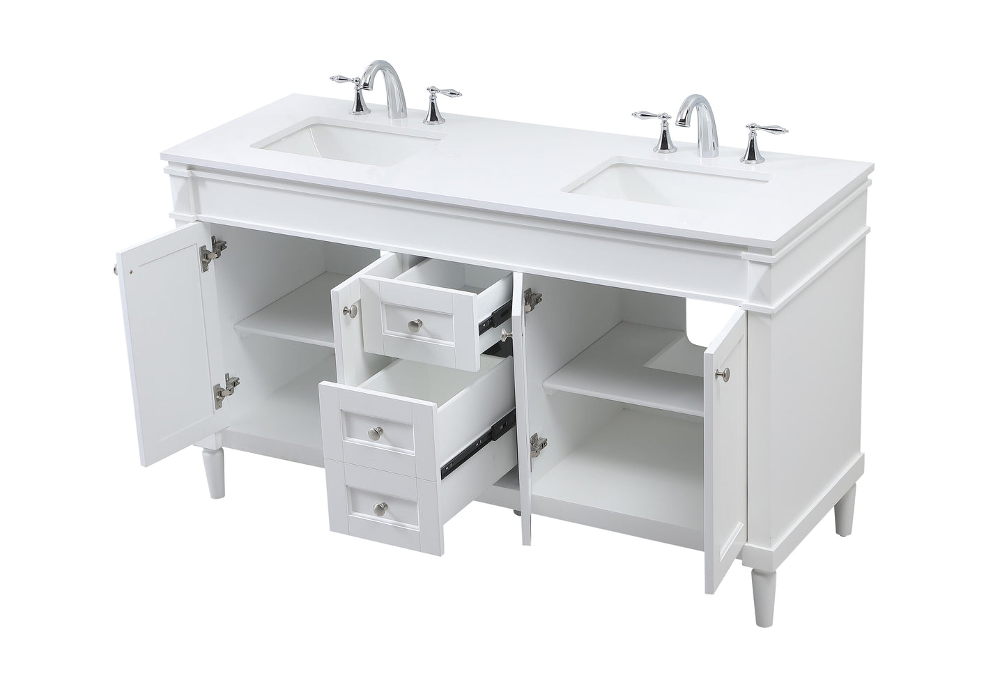 60 inch Double Bathroom Vanity in White - BC320D6035WH