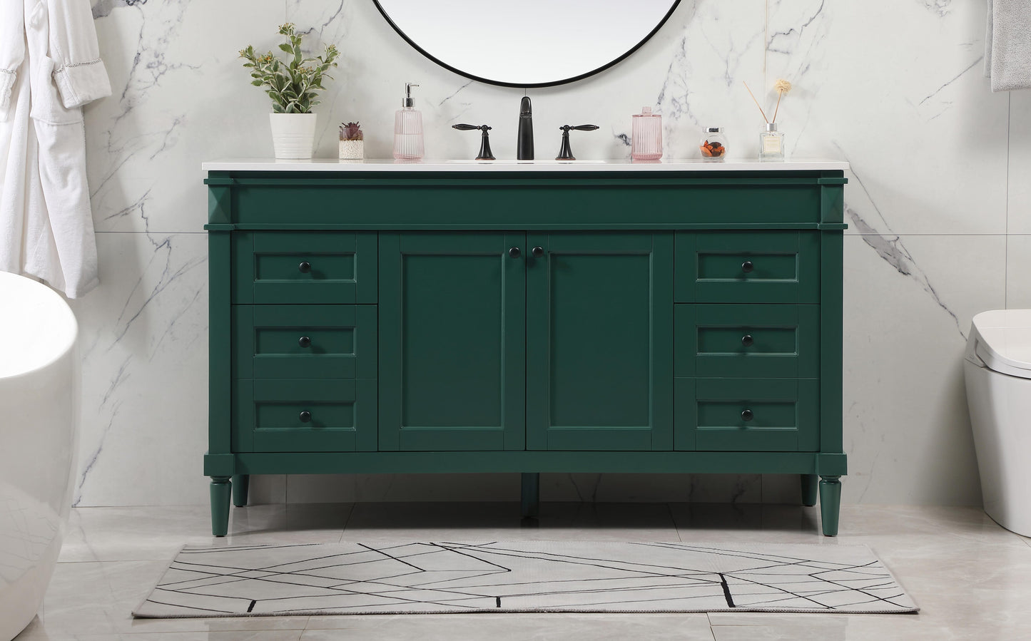 60 inch Single Bathroom Vanity in Green - BC3206035GN