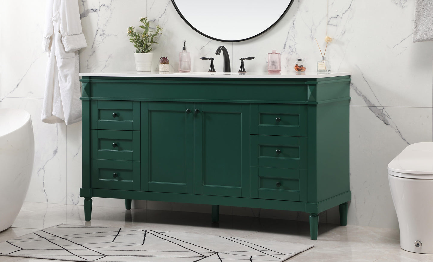 60 inch Single Bathroom Vanity in Green - BC3206035GN