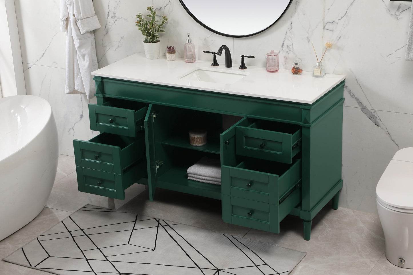 60 inch Single Bathroom Vanity in Green - BC3206035GN