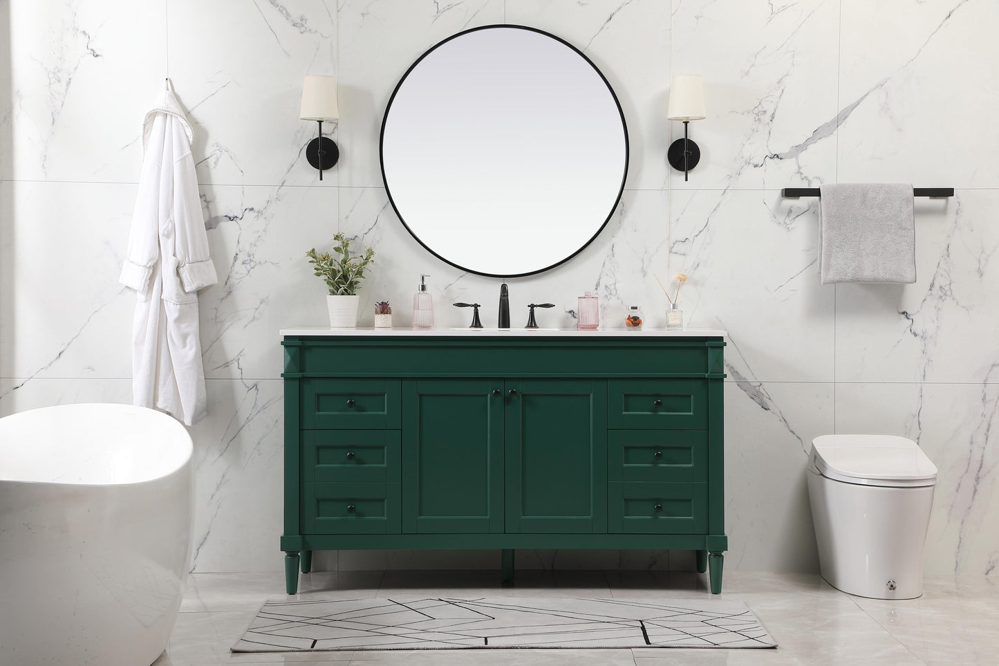 60 inch Single Bathroom Vanity in Green - BC3206035GN