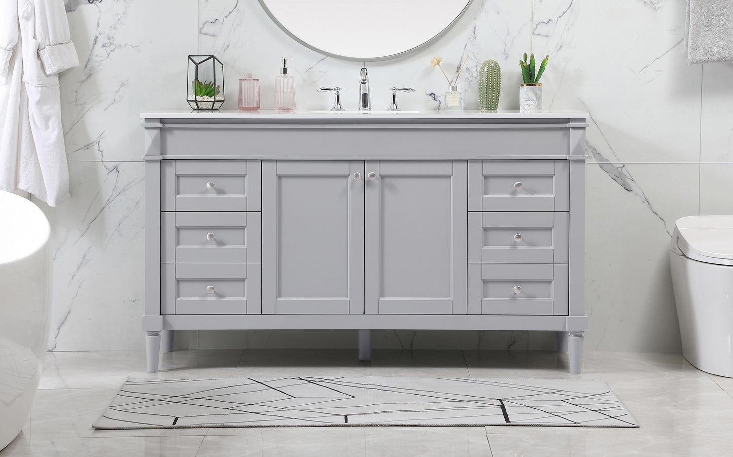 60 inch Single Bathroom Vanity in Grey - BC3206035GR