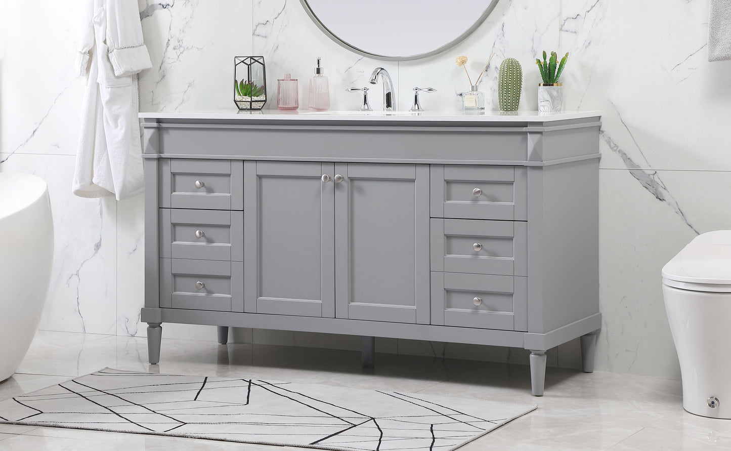 60 inch Single Bathroom Vanity in Grey - BC3206035GR