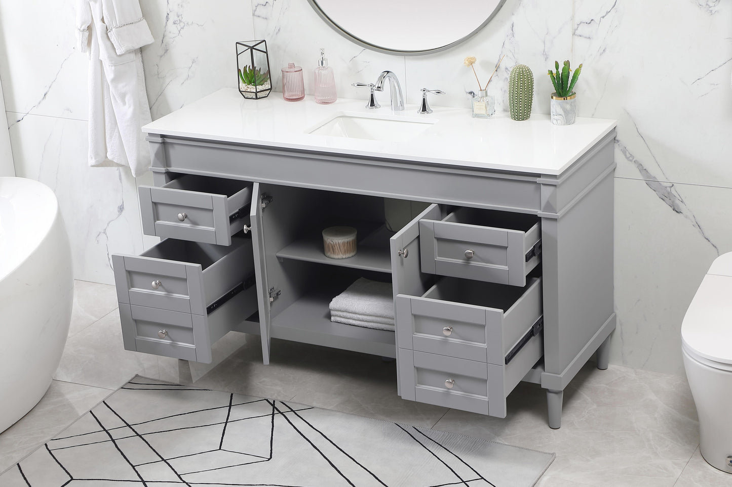 60 inch Single Bathroom Vanity in Grey - BC3206035GR