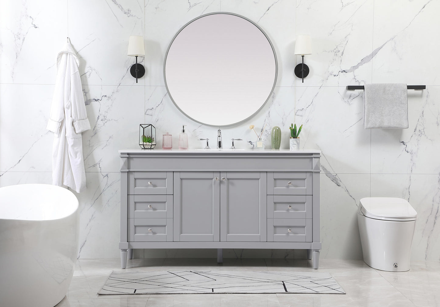 60 inch Single Bathroom Vanity in Grey - BC3206035GR