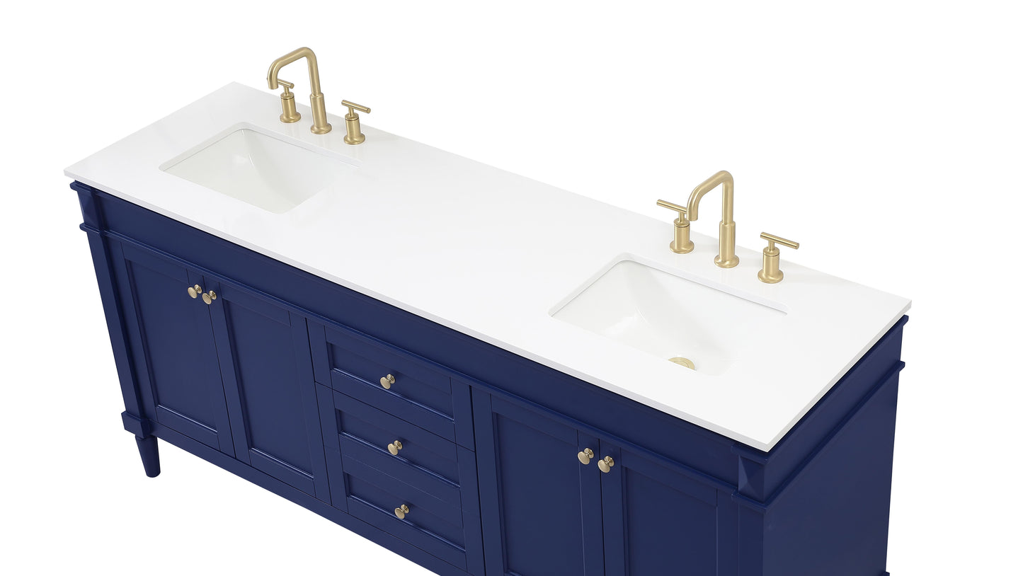 72 inch Double Bathroom Vanity in Blue - BC320D7235BL