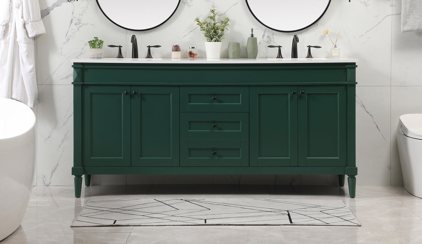 72 inch Double Bathroom Vanity in Green - BC320D7235GN