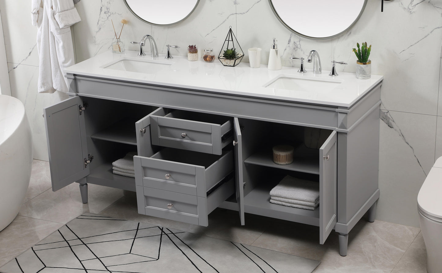 72 inch Double Bathroom Vanity in Grey - BC320D7235GR