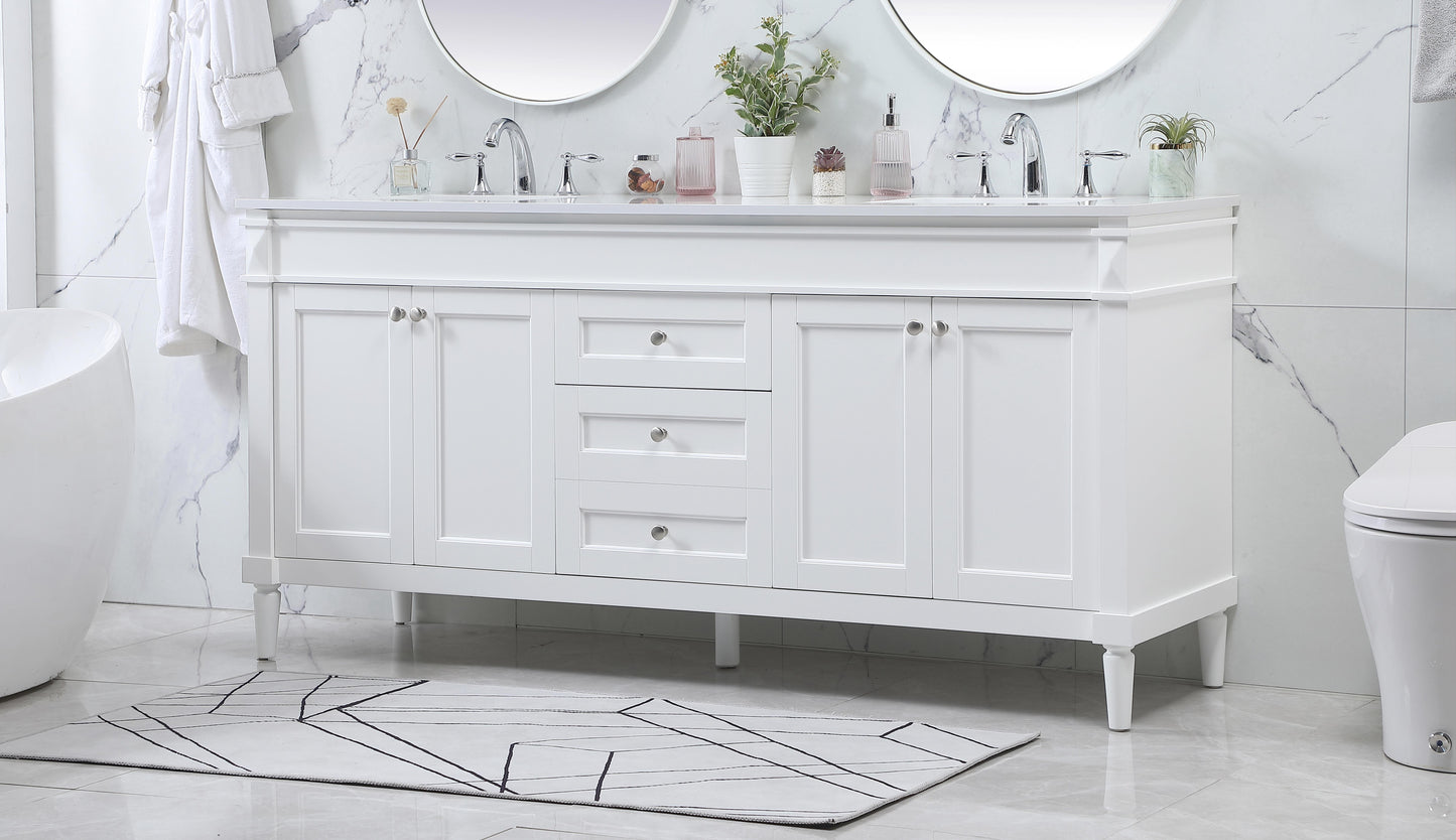 72 inch Double Bathroom Vanity in White - BC320D7235WH