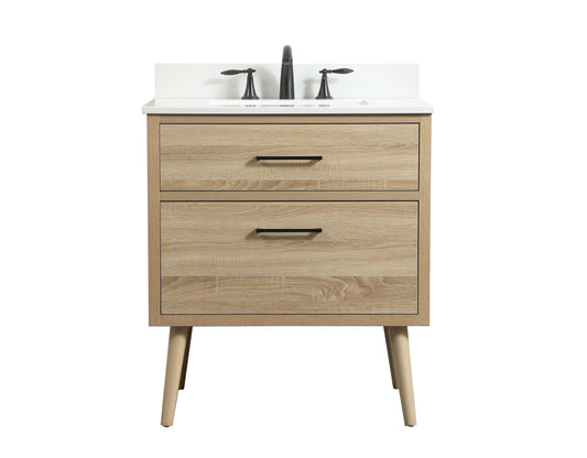 30 inch Single Bathroom Vanity in Mango Wood with backsplash - BC3303034MW-BS