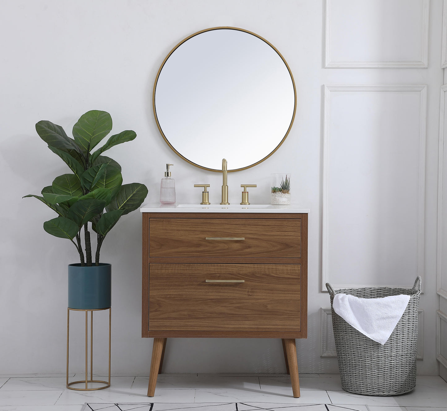 30 inch Bathroom Vanity in Walnut Brown - BC3303034WB