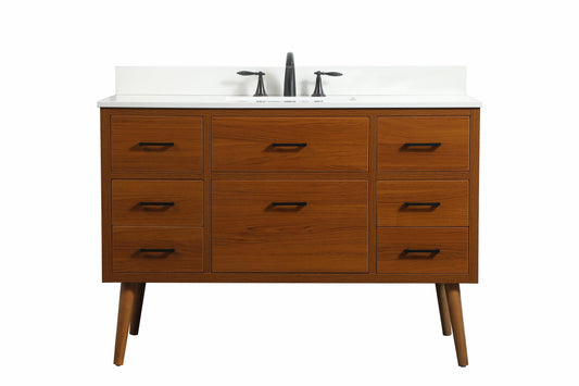 48 inch Single Bathroom Vanity in Teak with backsplash - BC3304834TK-BS