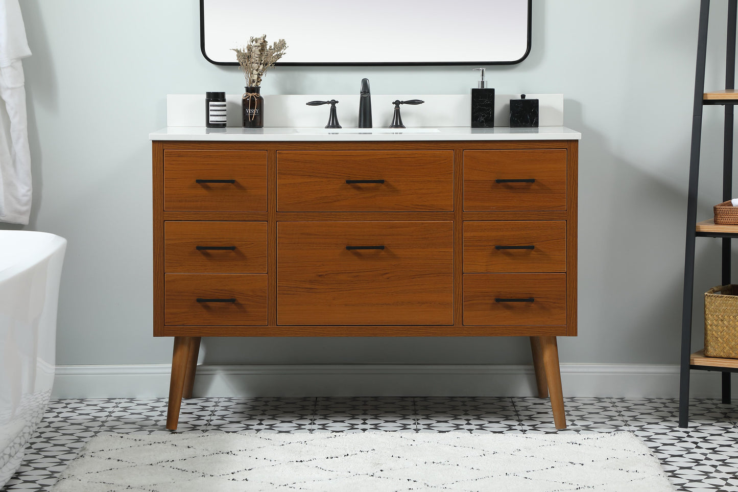 48 inch Single Bathroom Vanity in Teak with backsplash - BC3304834TK-BS