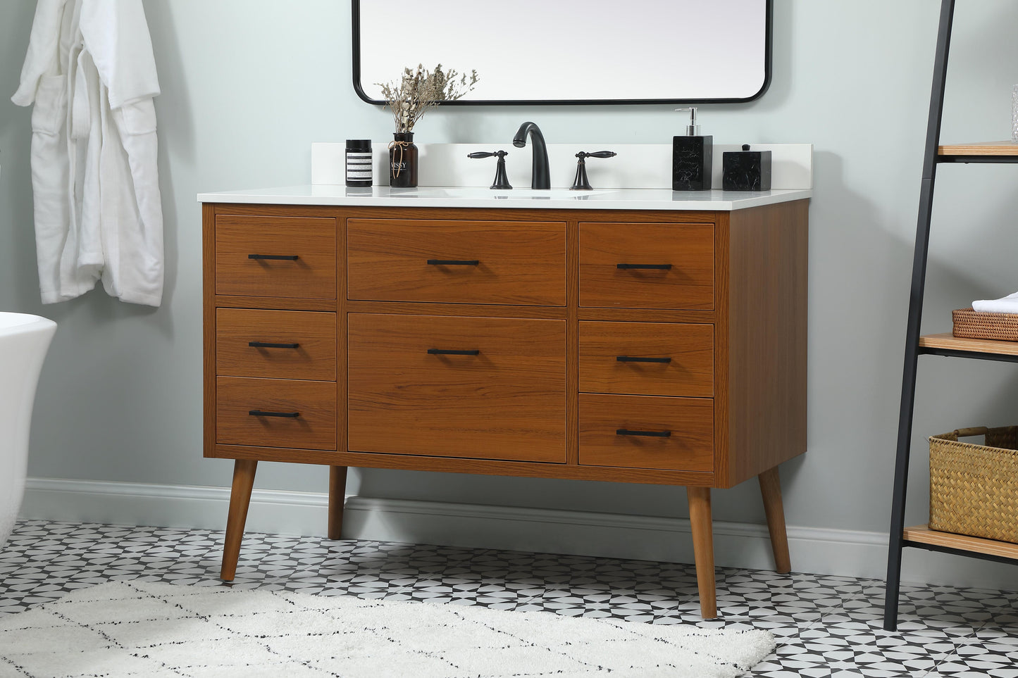 48 inch Single Bathroom Vanity in Teak with backsplash - BC3304834TK-BS