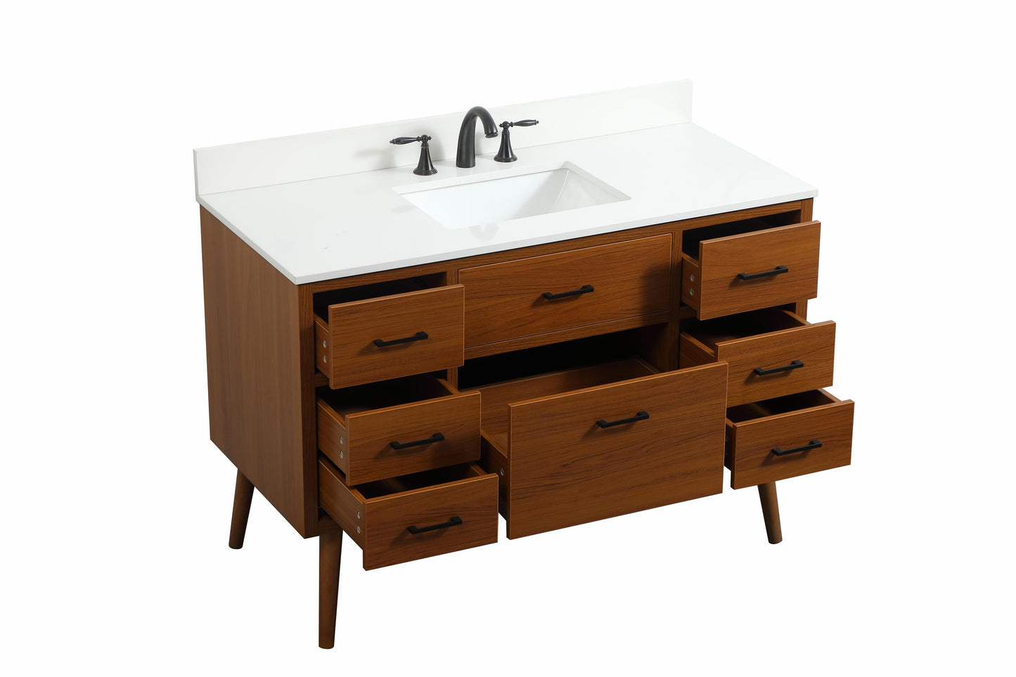 48 inch Single Bathroom Vanity in Teak with backsplash - BC3304834TK-BS