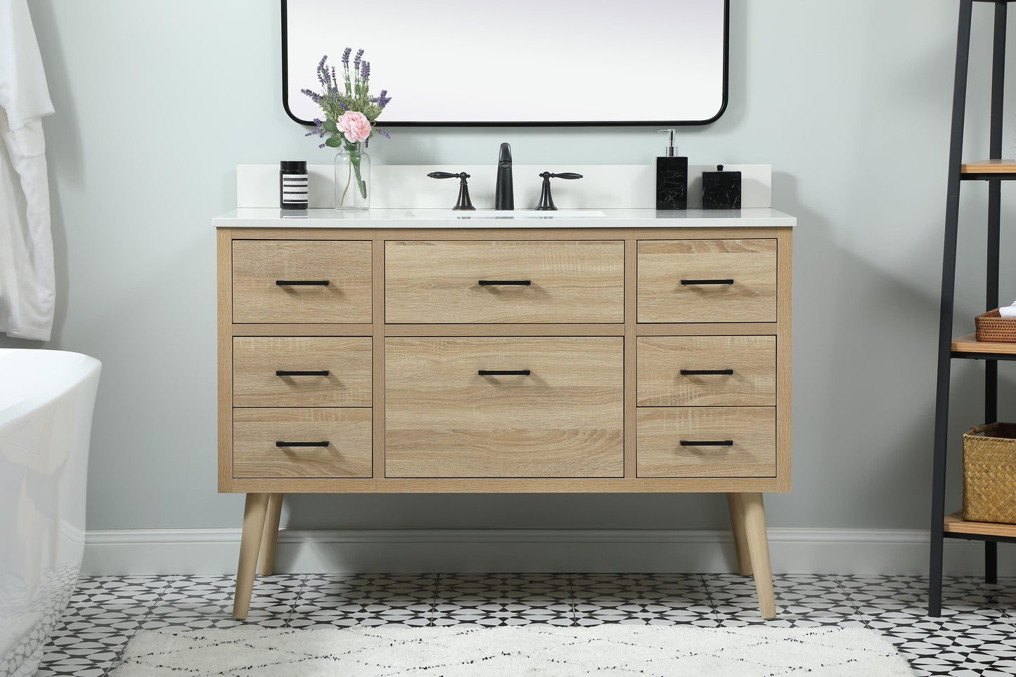 48 inch Single Bathroom Vanity in Mango Wood with backsplash - BC3304834MW-BS