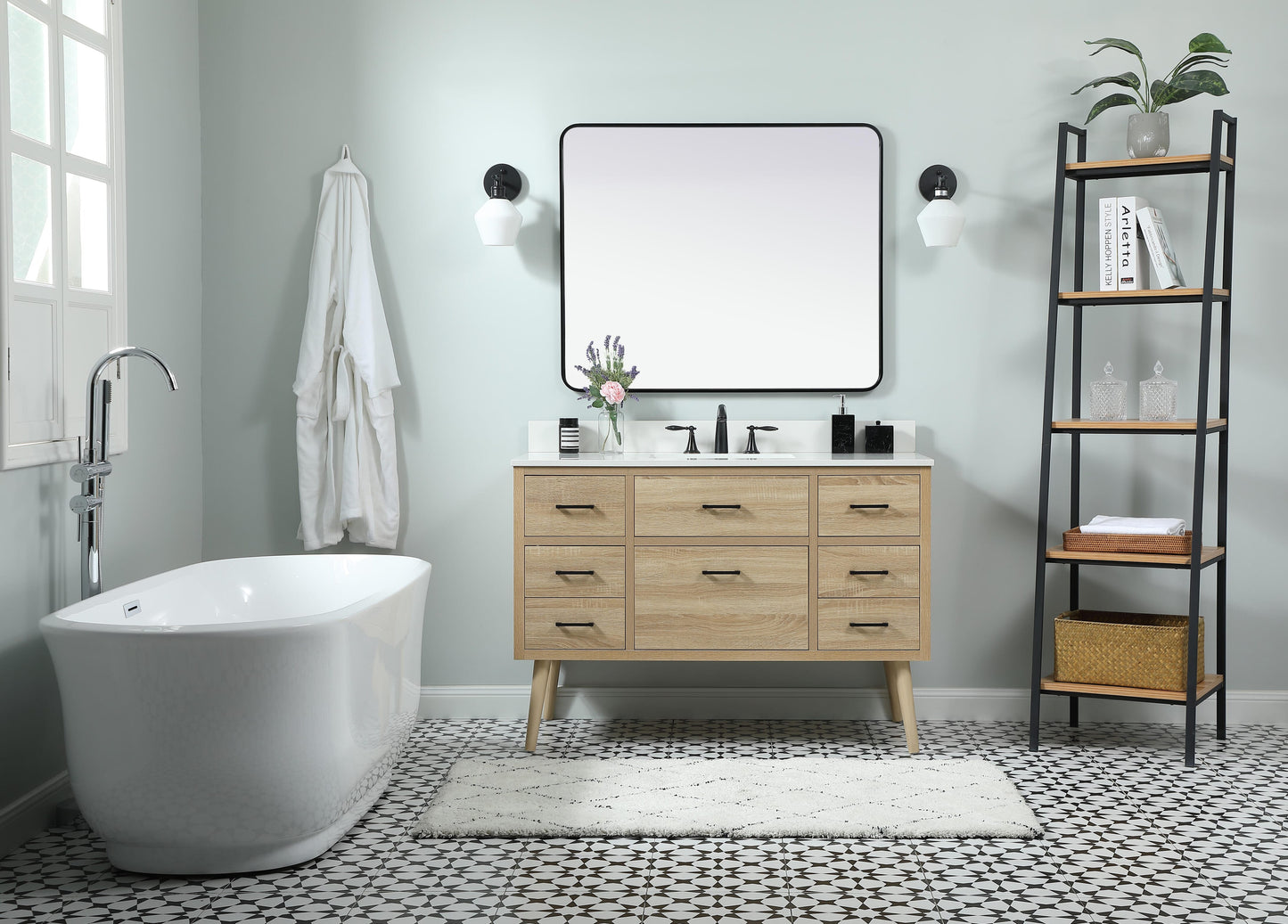 48 inch Single Bathroom Vanity in Mango Wood with backsplash - BC3304834MW-BS