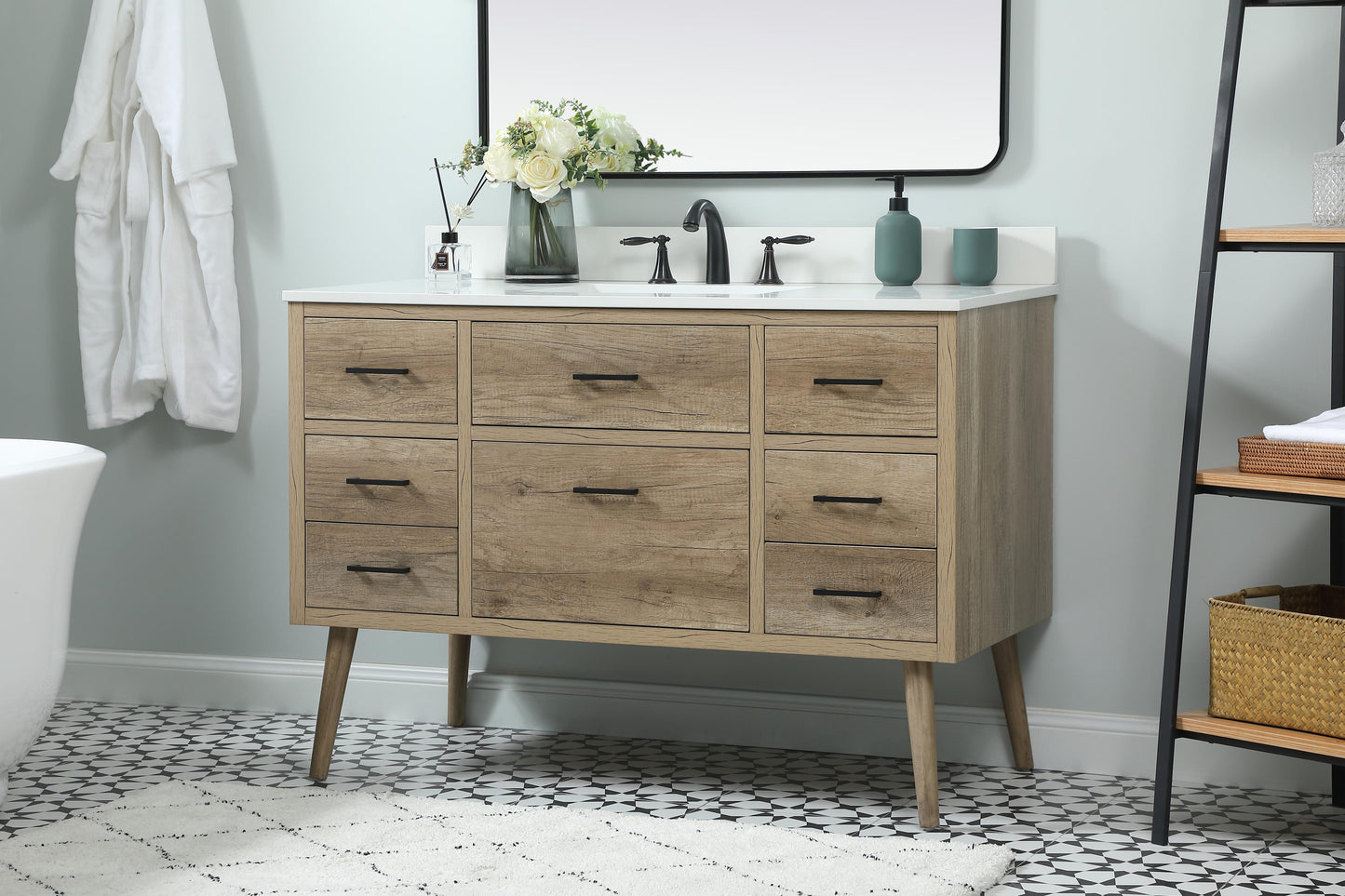 48 inch Single Bathroom Vanity in Natural Oak with backsplash - BC3304834NT-BS