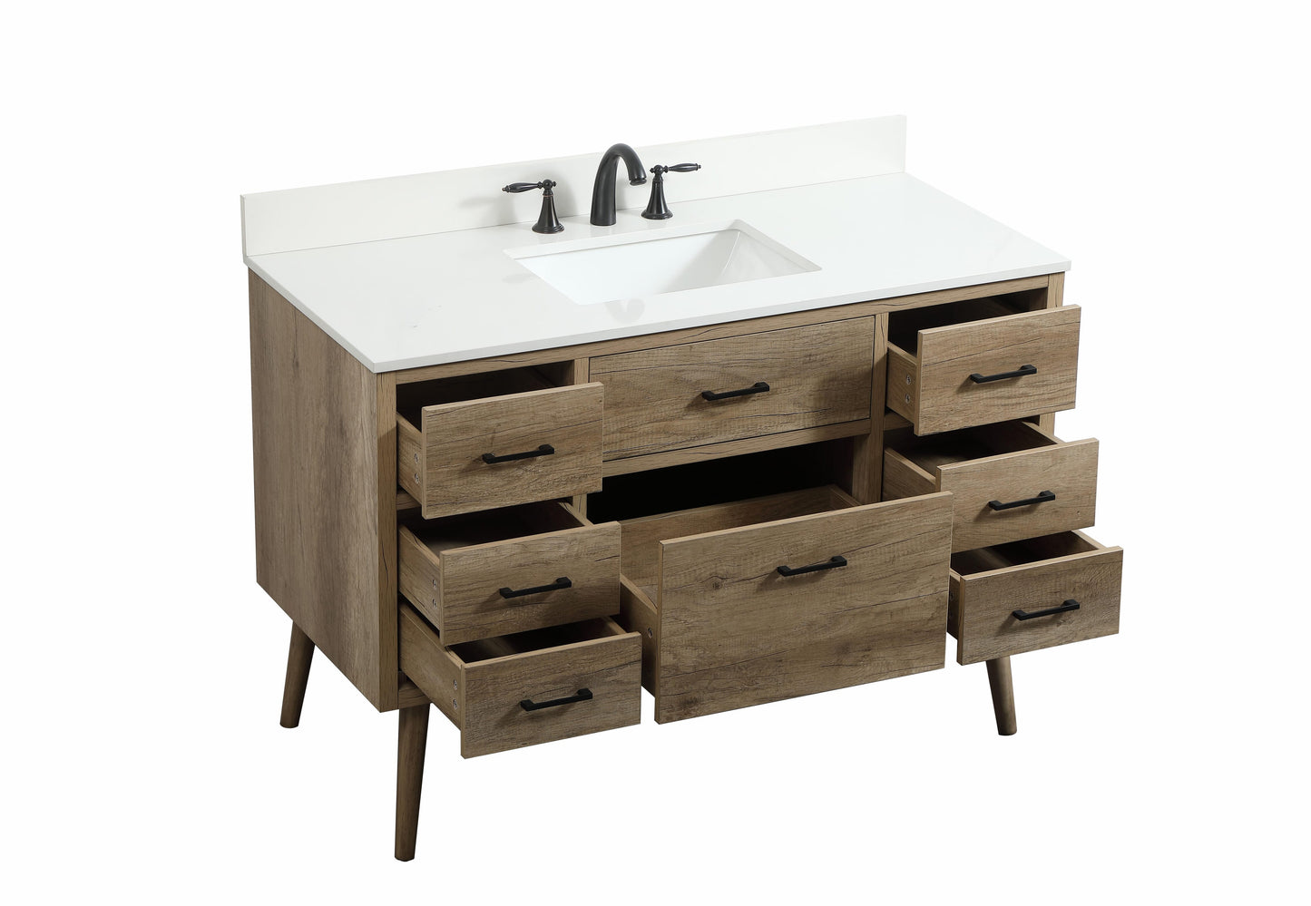 48 inch Single Bathroom Vanity in Natural Oak with backsplash - BC3304834NT-BS