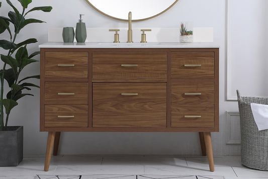 48 inch Bathroom Vanity in Walnut Brown with Backsplash - BC3304834WB-BS