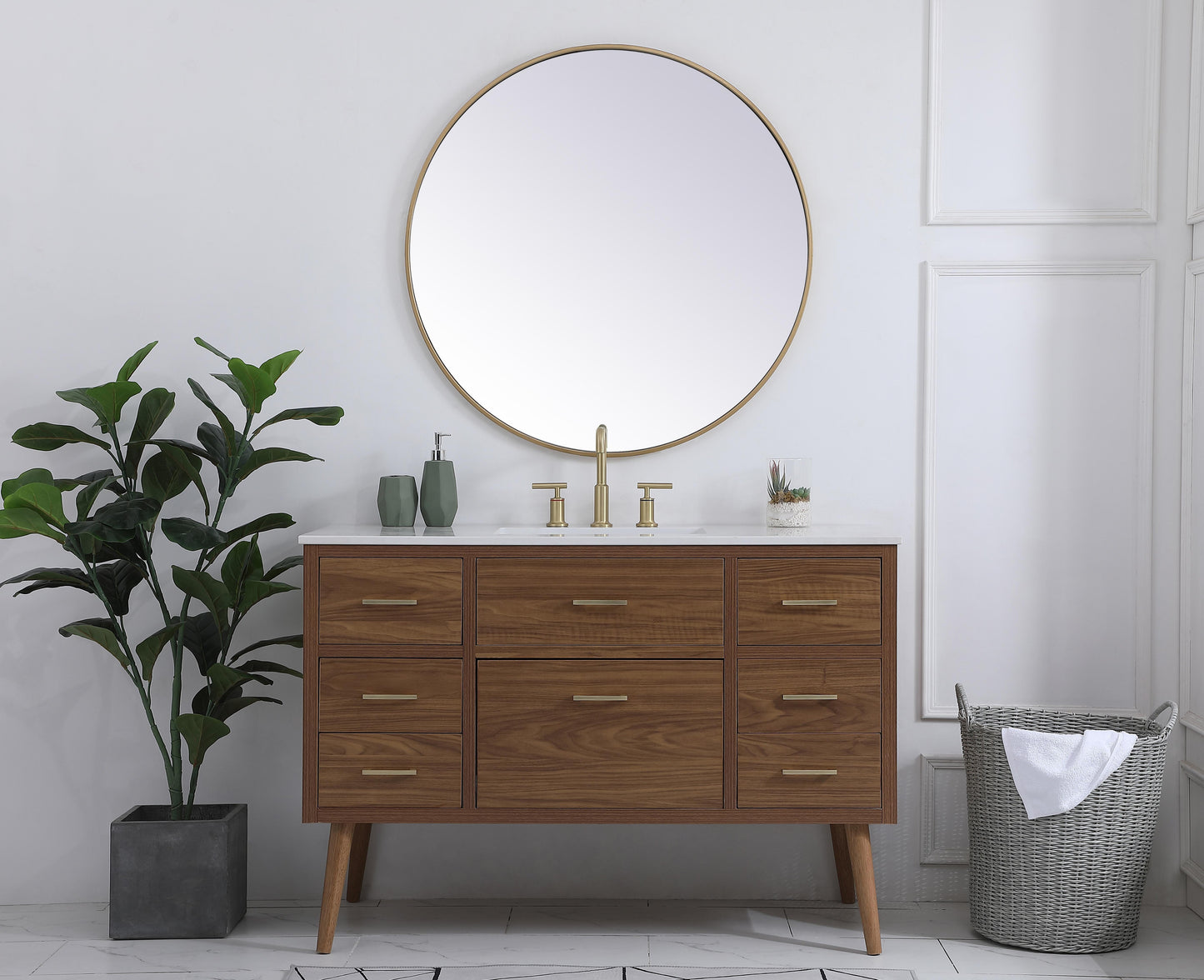 48 inch Bathroom Vanity in Walnut Brown - BC3304834WB