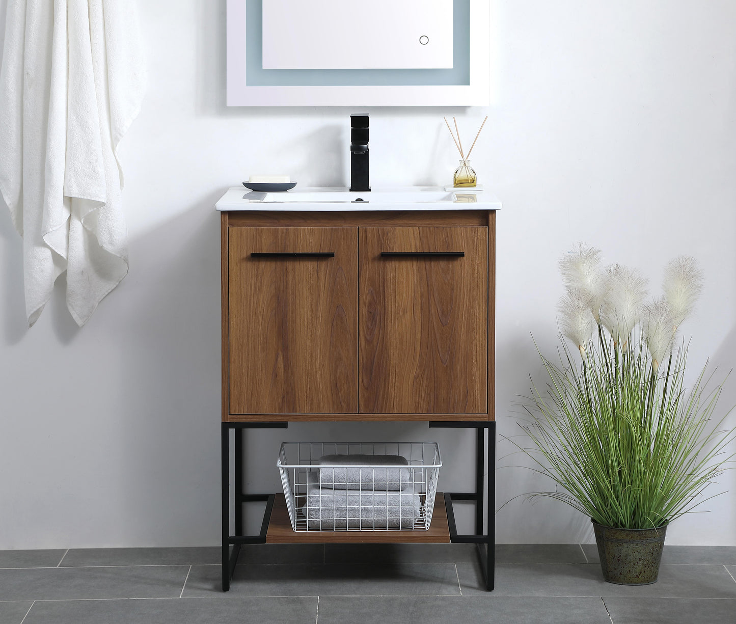 24 inch Single Bathroom Vanity in Walnut Brown - BC3402433WB