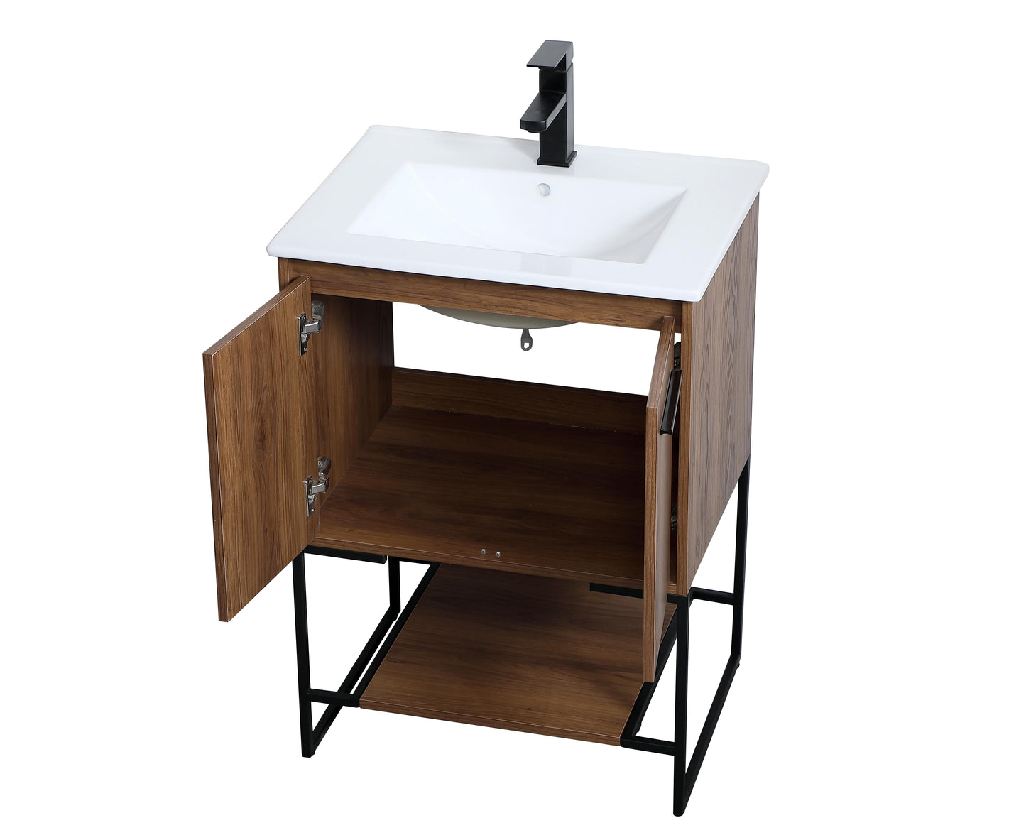 24 inch Single Bathroom Vanity in Walnut Brown - BC3402433WB