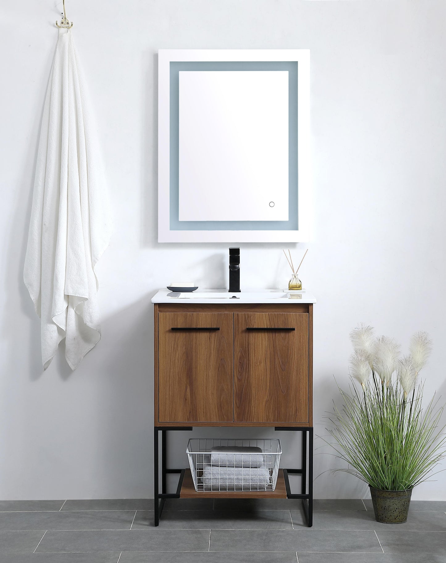 24 inch Single Bathroom Vanity in Walnut Brown - BC3402433WB