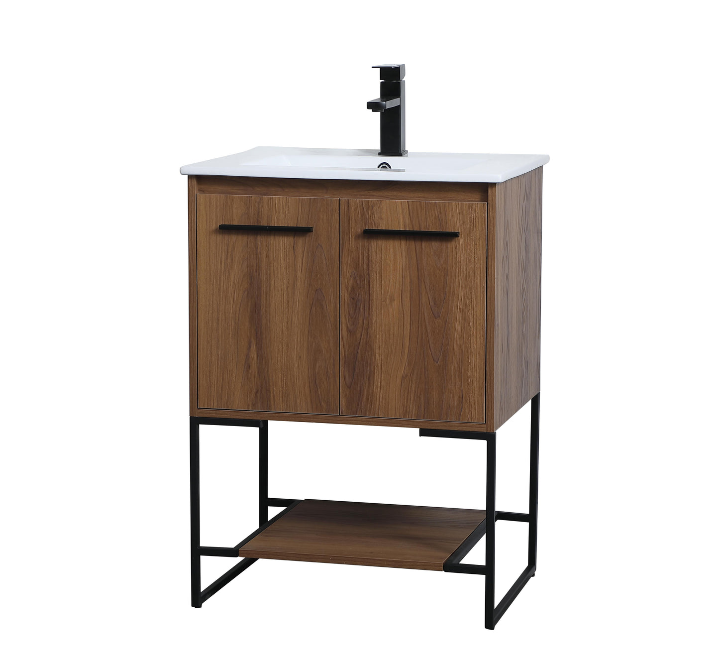 24 inch Single Bathroom Vanity in Walnut Brown - BC3402433WB