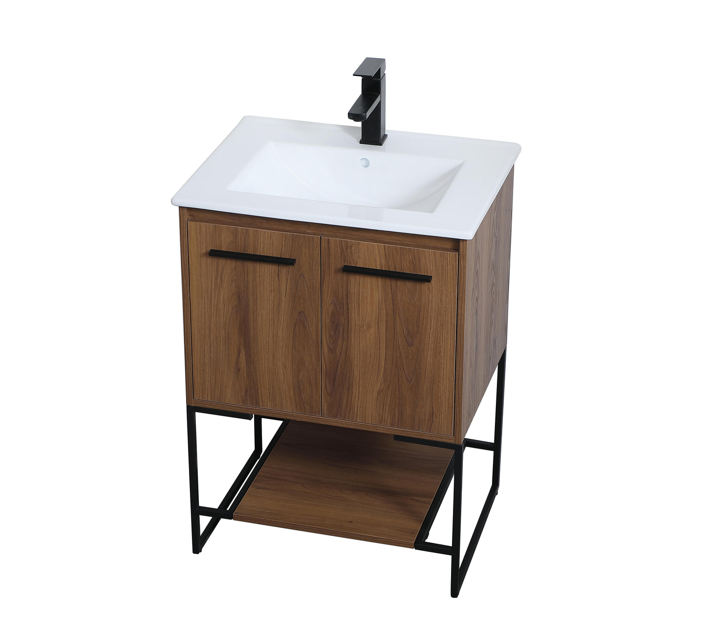 24 inch Single Bathroom Vanity in Walnut Brown - BC3402433WB