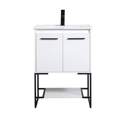 24 inch Single Bathroom Vanity in White - BC3402433WH