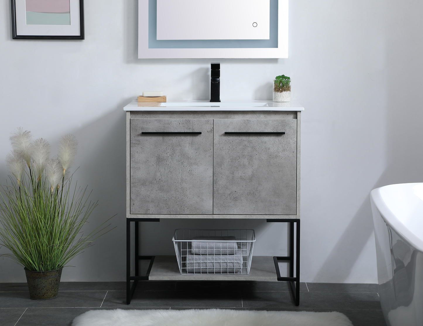 30 inch Single Bathroom Vanity in Concrete Grey - BC3403033CG