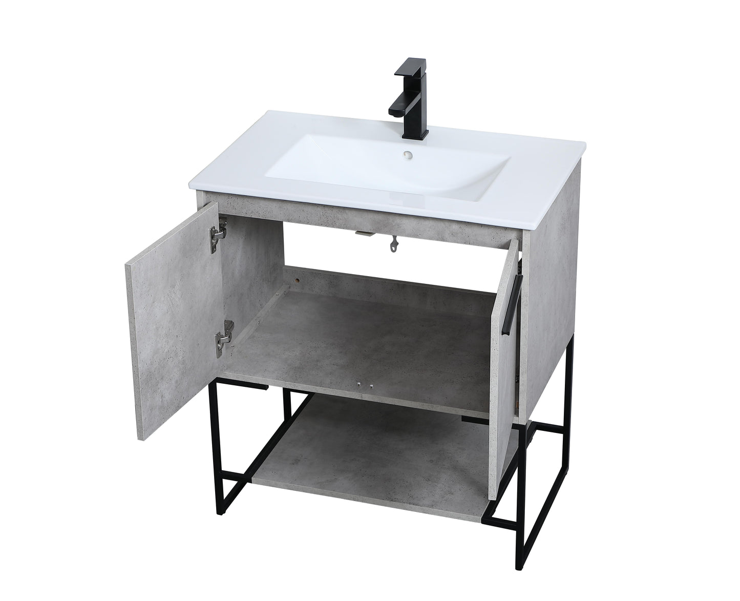 30 inch Single Bathroom Vanity in Concrete Grey - BC3403033CG