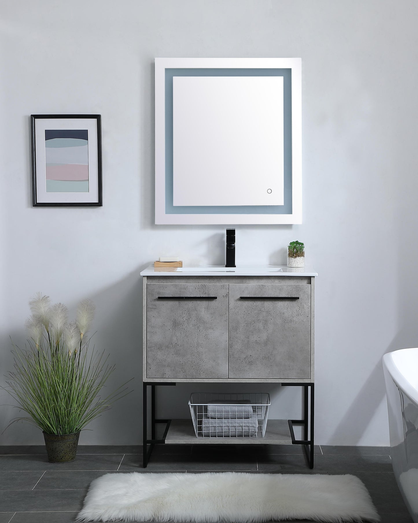 30 inch Single Bathroom Vanity in Concrete Grey - BC3403033CG