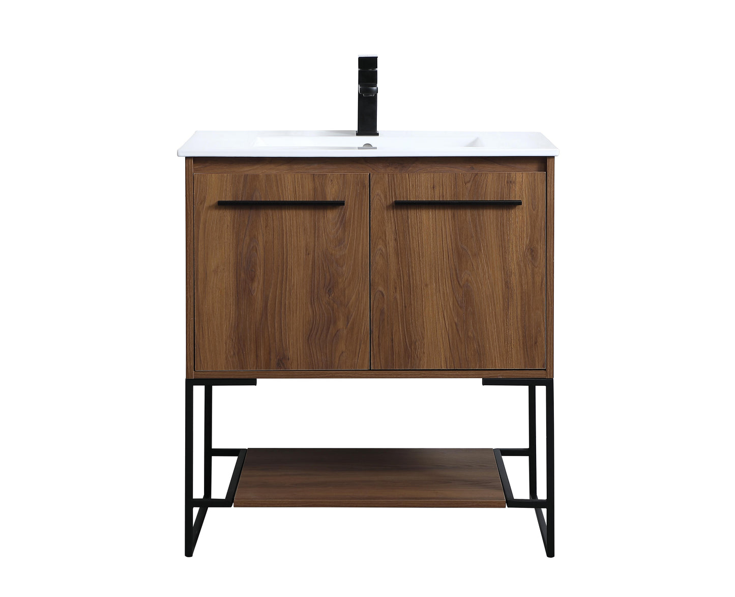 30 inch Single Bathroom Vanity in Walnut Brown - BC3403033WB