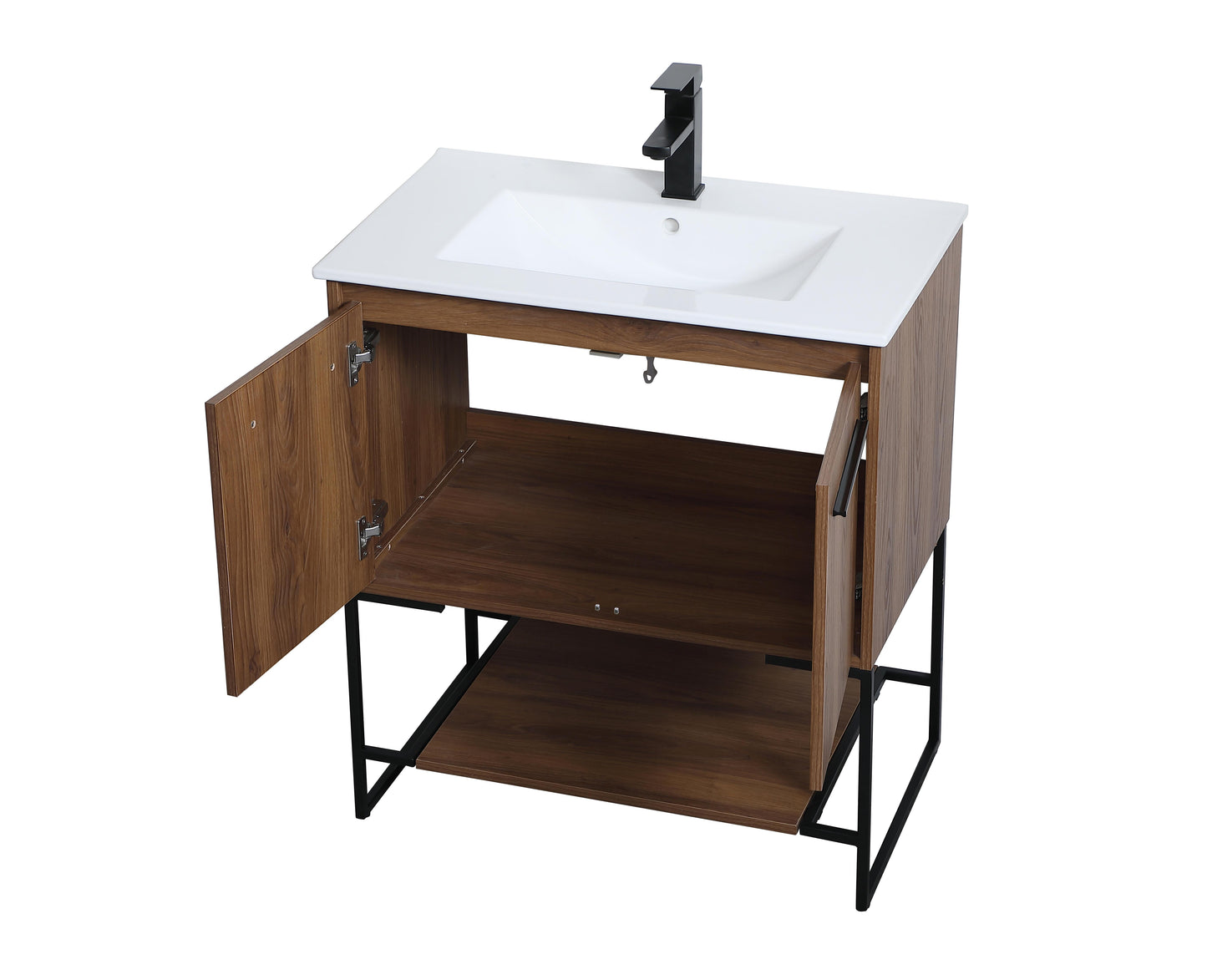 30 inch Single Bathroom Vanity in Walnut Brown - BC3403033WB