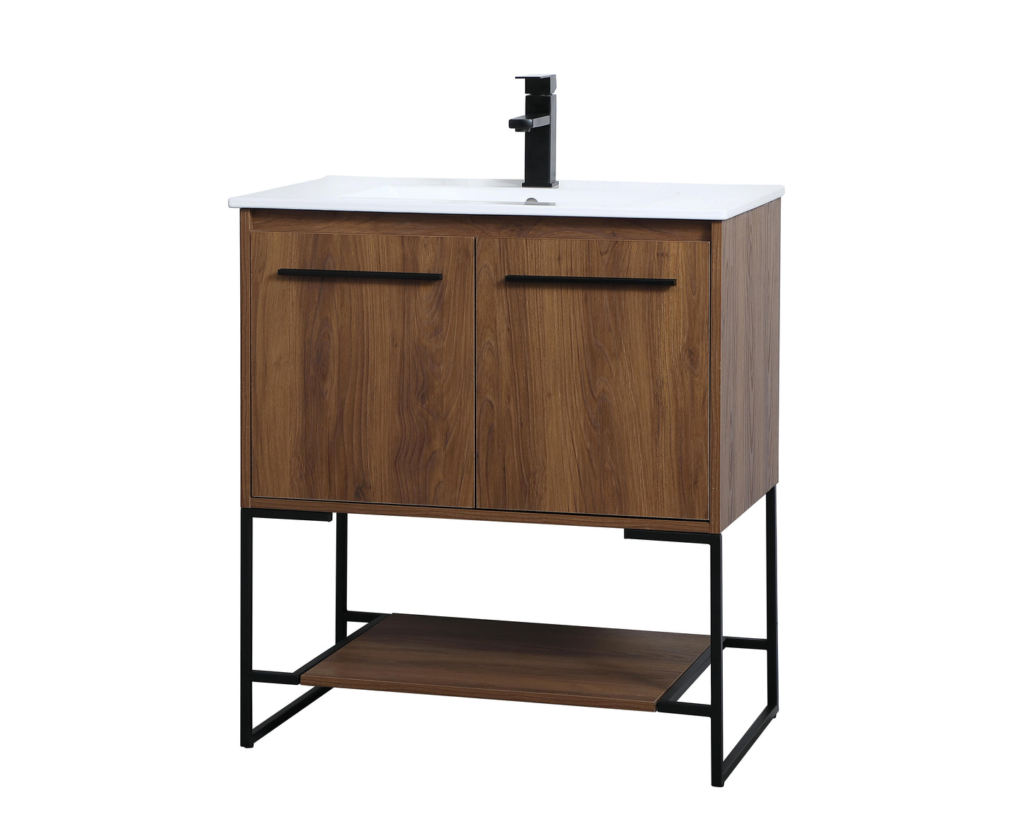 30 inch Single Bathroom Vanity in Walnut Brown - BC3403033WB